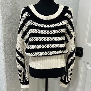 Zara Black and White Striped Sweater